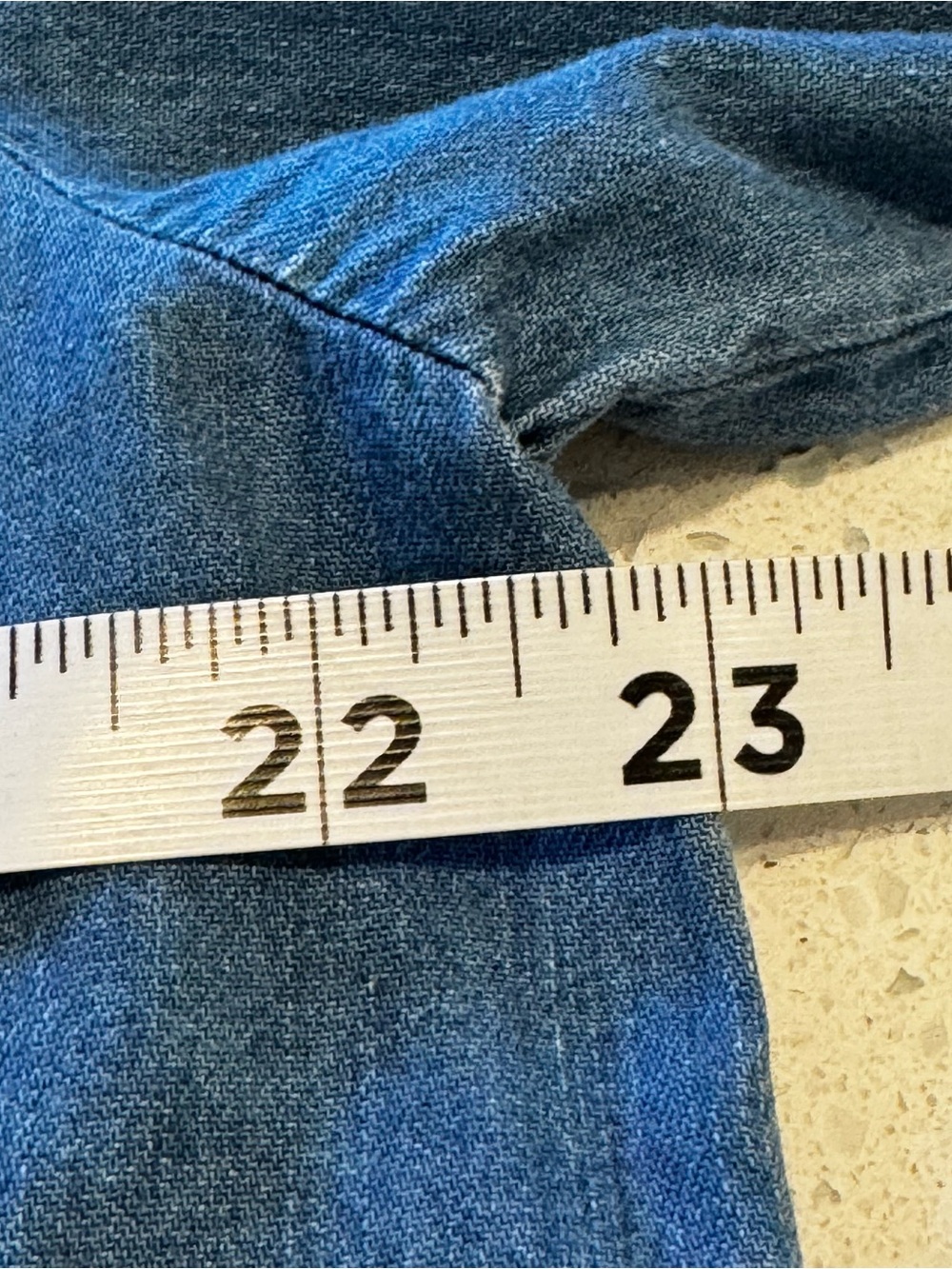 Ann Taylor Chambray Peasant Blouse Blue Long Sleeve Cotton Top Medium/Large - Picture 7 of 9